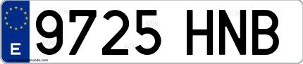 Ejemplo de matrícula española 9725 HNB