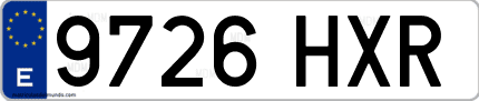 Ejemplo de matrícula de coche ordinaria 9726 HXR