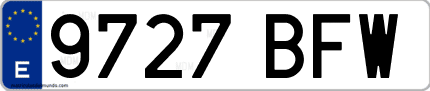 Ejemplo de matrícula de coche ordinaria 9727 BFW