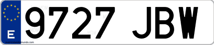 Ejemplo de matrícula de coche ordinaria 9727 JBW