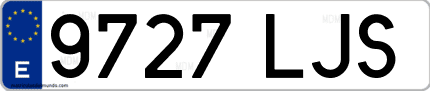 Ejemplo de matrícula de coche ordinaria 9727 LJS
