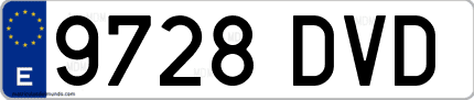 Ejemplo de matrícula de coche ordinaria 9728 DVD