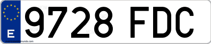 Ejemplo de matrícula de coche ordinaria 9728 FDC