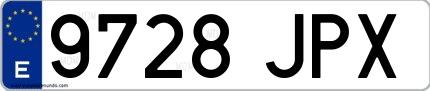 Ejemplo de matrícula española 9728 JPX