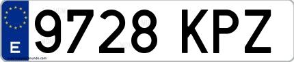 Ejemplo de matrícula española 9728 KPZ