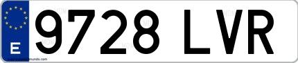 Ejemplo de matrícula española 9728 LVR