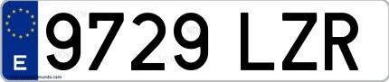 Ejemplo de matrícula española 9729 LZR
