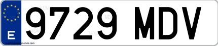 Ejemplo de matrícula española 9729 MDV