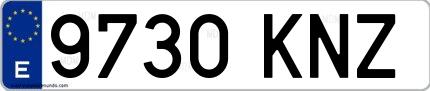 Ejemplo de matrícula española 9730 KNZ
