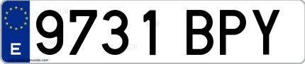 Ejemplo de matrícula española 9731 BPY