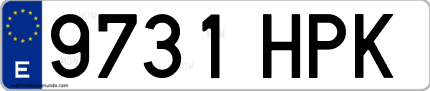 Ejemplo de matrícula de coche ordinaria 9731 HPK