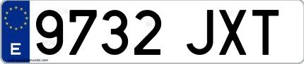 Ejemplo de matrícula española 9732 JXT