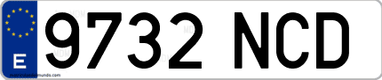 Ejemplo de matrícula de coche ordinaria 9732 NCD