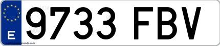 Ejemplo de matrícula española 9733 FBV