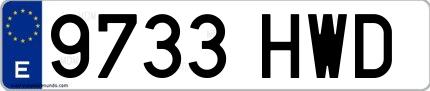 Ejemplo de matrícula española 9733 HWD