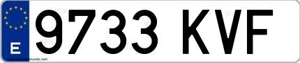 Ejemplo de matrícula española 9733 KVF