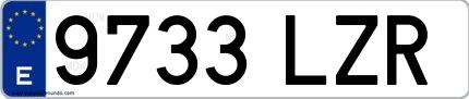 Ejemplo de matrícula española 9733 LZR