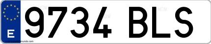 Ejemplo de matrícula española 9734 BLS