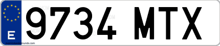 Ejemplo de matrícula de coche ordinaria 9734 MTX