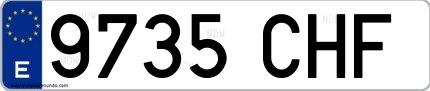 Ejemplo de matrícula española 9735 CHF