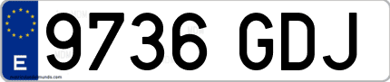 Ejemplo de matrícula de coche ordinaria 9736 GDJ