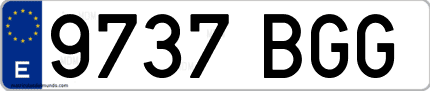 Ejemplo de matrícula de coche ordinaria 9737 BGG