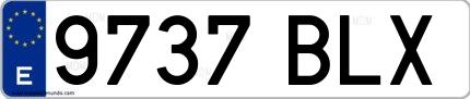 Ejemplo de matrícula española 9737 BLX