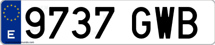 Ejemplo de matrícula de coche ordinaria 9737 GWB
