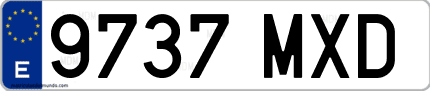 Ejemplo de matrícula de coche ordinaria 9737 MXD