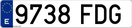 Ejemplo de matrícula española 9738 FDG