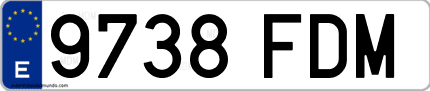 Ejemplo de matrícula de coche ordinaria 9738 FDM