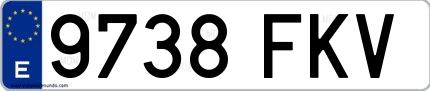 Ejemplo de matrícula española 9738 FKV