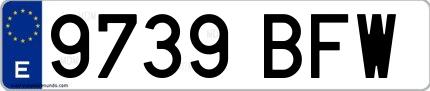 Ejemplo de matrícula española 9739 BFW
