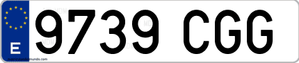 Ejemplo de matrícula de coche ordinaria 9739 CGG