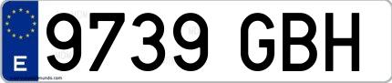 Ejemplo de matrícula española 9739 GBH