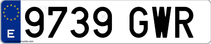 Ejemplo de matrícula de coche ordinaria 9739 GWR