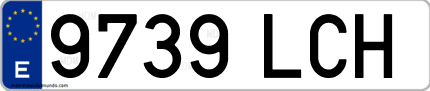Ejemplo de matrícula de coche ordinaria 9739 LCH
