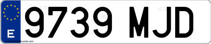 Ejemplo de matrícula de coche ordinaria 9739 MJD