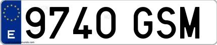 Ejemplo de matrícula española 9740 GSM