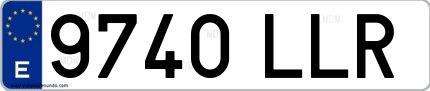Ejemplo de matrícula española 9740 LLR
