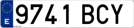 Ejemplo de matrícula española 9741 BCY