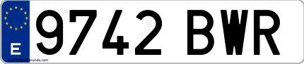 Ejemplo de matrícula española 9742 BWR
