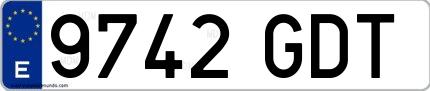 Ejemplo de matrícula española 9742 GDT
