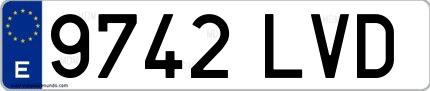 Ejemplo de matrícula española 9742 LVD