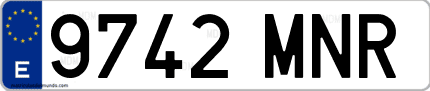 Ejemplo de matrícula de coche ordinaria 9742 MNR