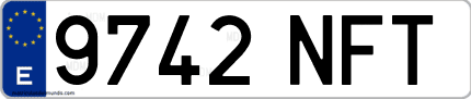 Ejemplo de matrícula de coche ordinaria 9742 NFT