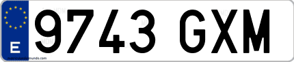 Ejemplo de matrícula de coche ordinaria 9743 GXM