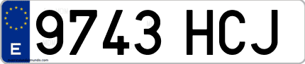 Ejemplo de matrícula de coche ordinaria 9743 HCJ