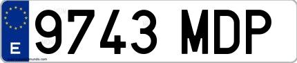 Ejemplo de matrícula española 9743 MDP