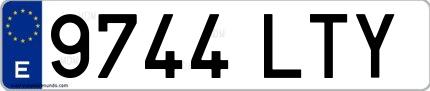Ejemplo de matrícula española 9744 LTY